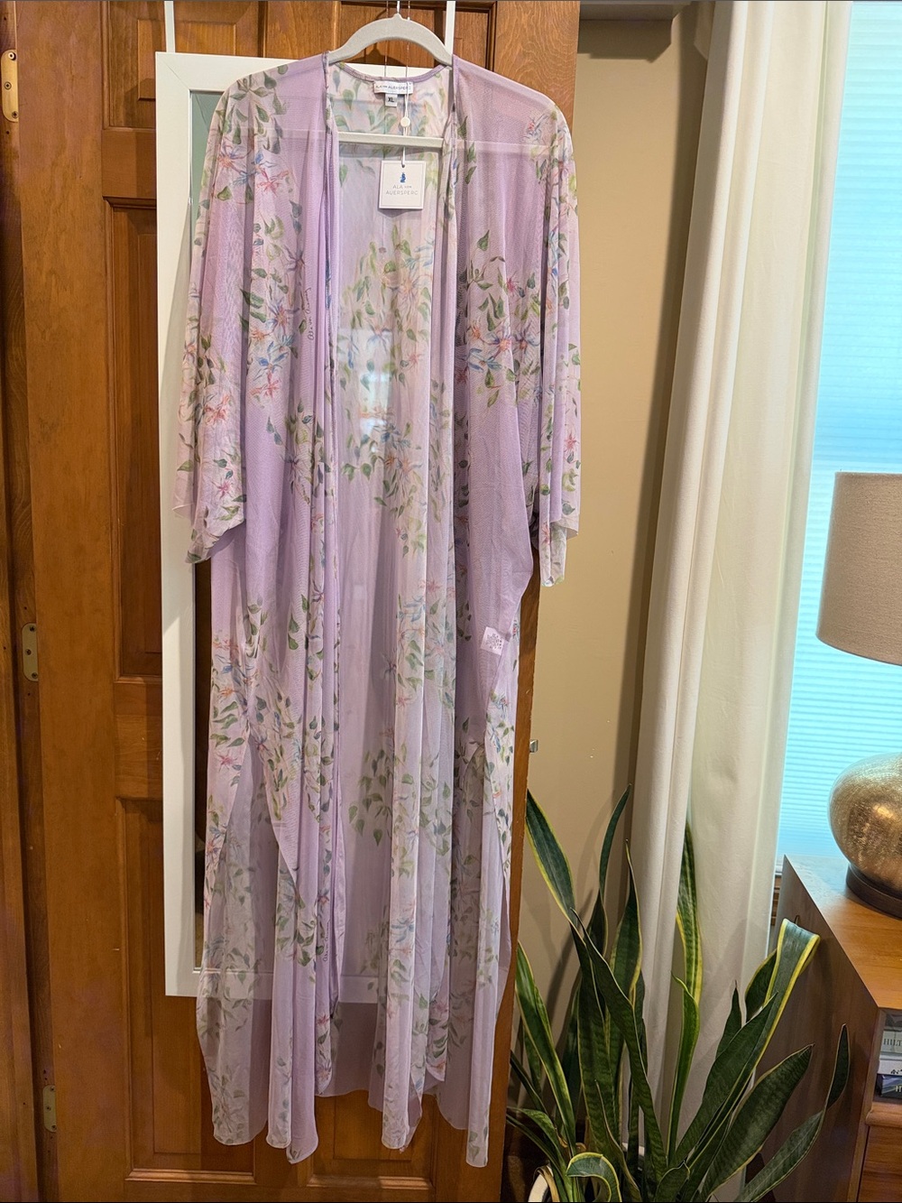 Ala von Auersperg Lavender Floral Sheer Kimono Duster XL
